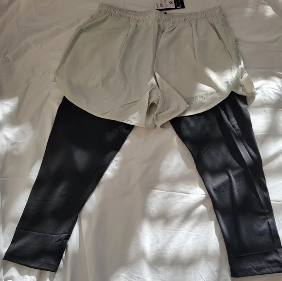 NWT Raw Gear Men's Shoets With Compression Leggings Size Large Silver and Black - Picture 1 of 11